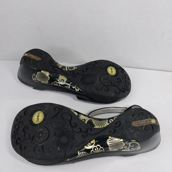 Jambu Sport Wedge Camden Size 9 M Glossy Black T-Strap Sandals Shoes - Picture 13 of 13